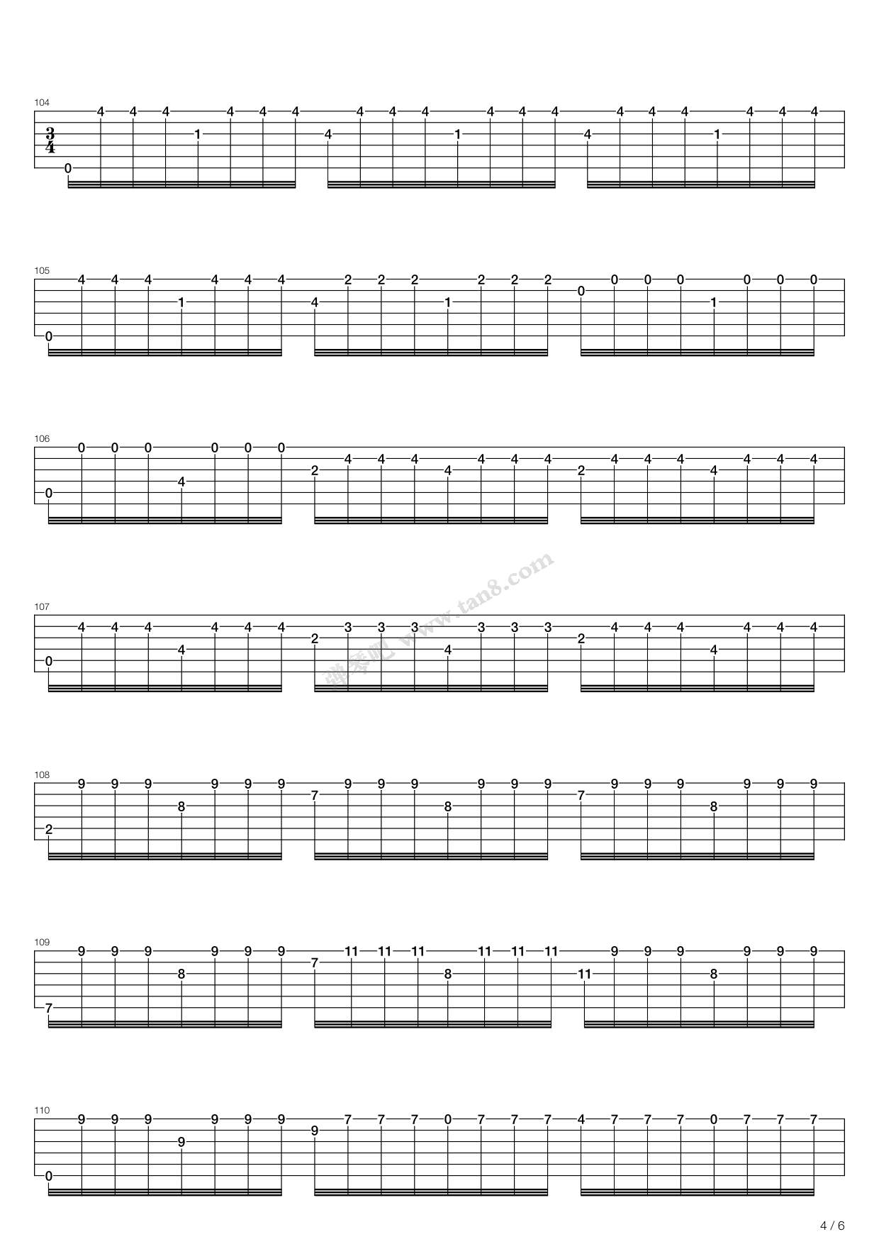 爱的罗曼史指弹吉他谱_叶佩斯_独奏六线谱_吉他指弹谱(图4)