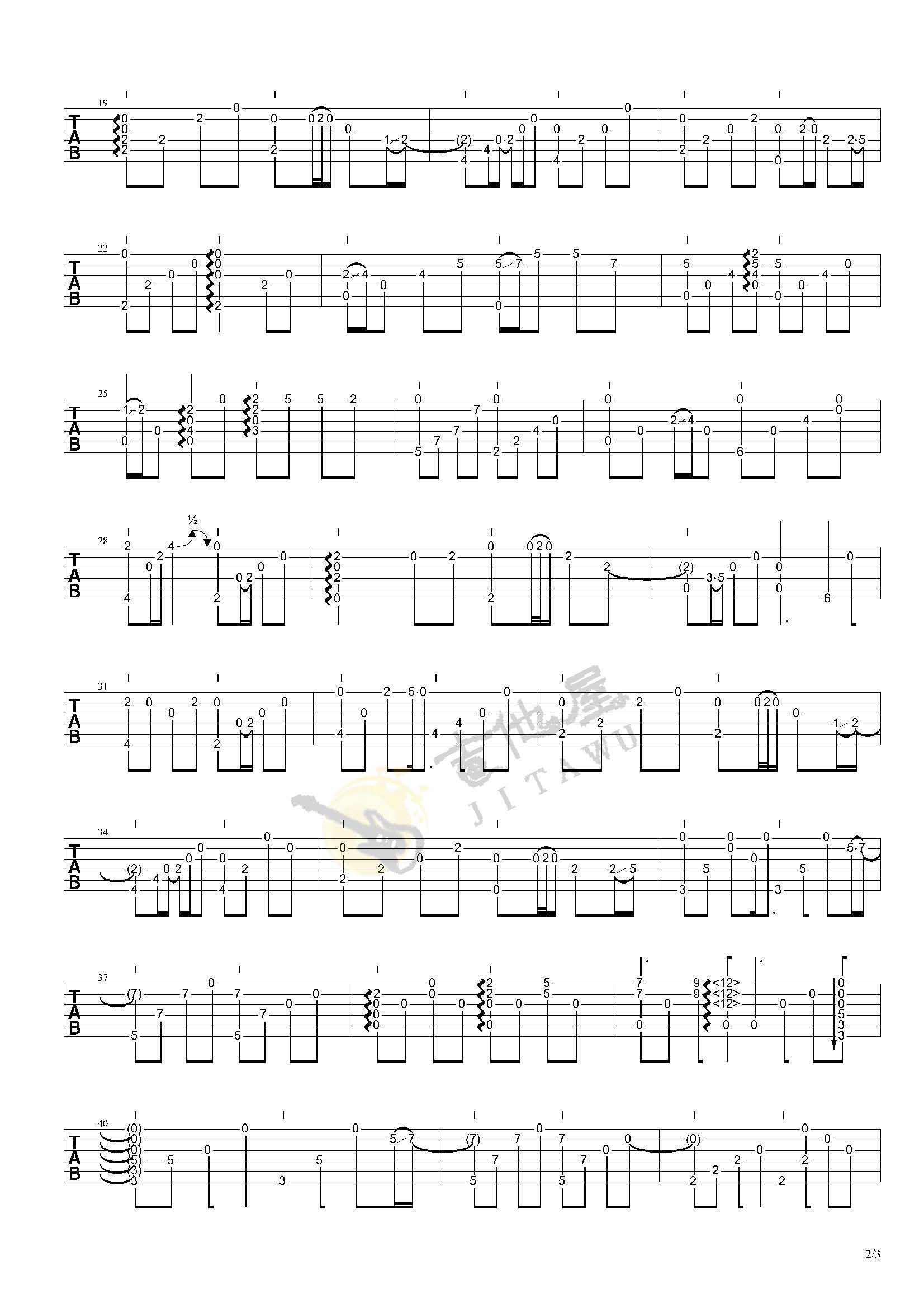 茉莉花指弹吉他谱_走音(曹思义)_独奏六线谱_吉他指弹谱(图2)