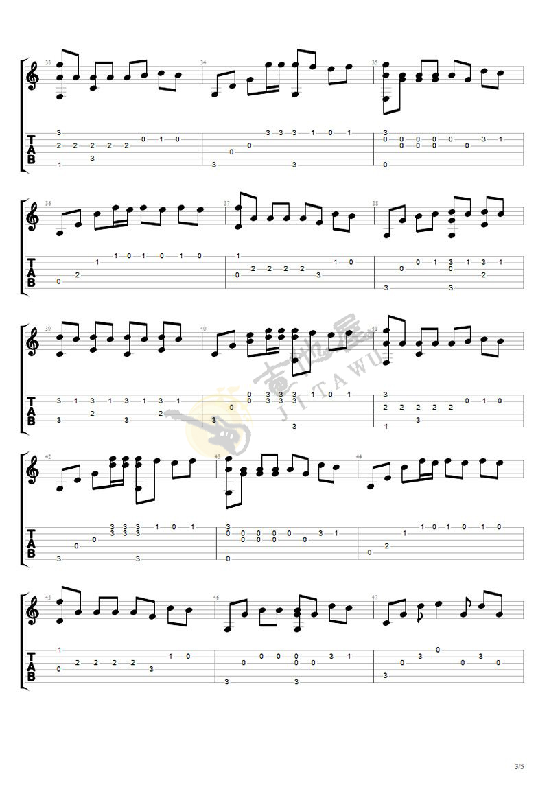 演员指弹吉他谱_薛之谦_简单版独奏六线谱_吉他指弹谱(图3)